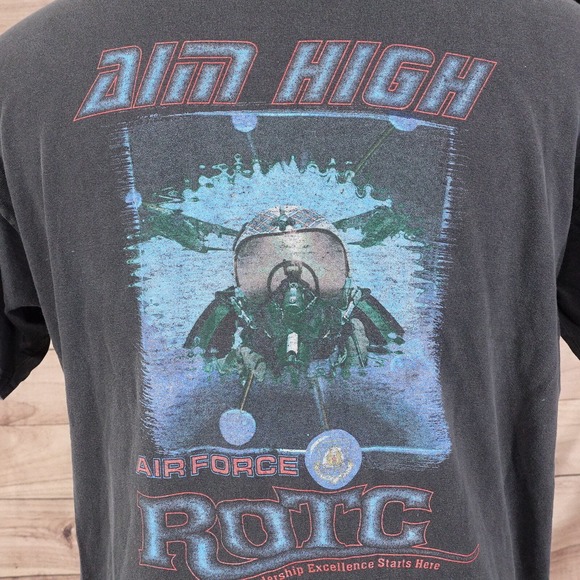 VINTAGE AIR FORCE ROTC FADED BLACK MILITARY T-SHIRT SZ L - Picture 7 of 9